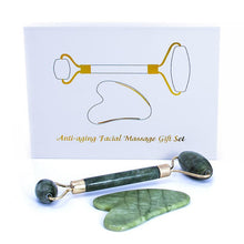 Load image into Gallery viewer, ReDermaVive - Facial Massage Gift Set - Gua Sha Stone + Facial Roller (Jade or Rose Quartz) - People's Herbs