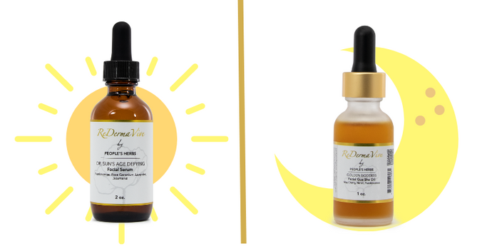 Age Defying Duo- Dr. Sun's and Golden Goddess Facial Gua Sha Oil - ReDermaVive by People's Herbs; Promotes skin health