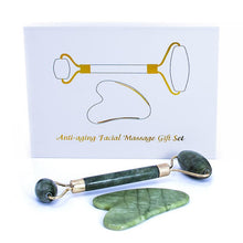 Load image into Gallery viewer, ReDermaVive - Facial Massage Gift Set - Gua Sha Stone + Facial Roller (Jade or Rose Quartz) - People&#39;s Herbs
